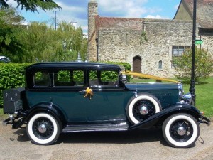 Vintage American wedding car