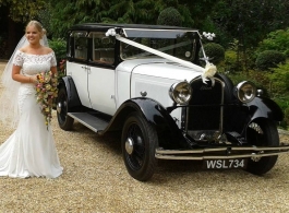 Vintage White wedding car hire in Woburn