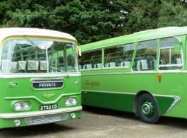 Green Bus for wedding hire Goodwood