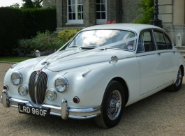 White classic Jaguar for wedding hire in Potters Bar