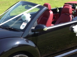 Black VW Beetle wedding car in Wiltshire