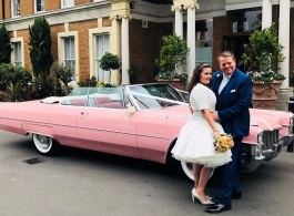 Pink Cadillac for wedding hire in Richmond