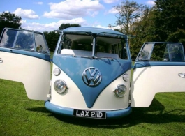 Blue and Cream VW for weddings in Northampton