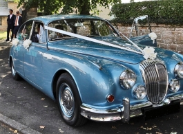 Classic Blue Daimler for weddings in Bletchley