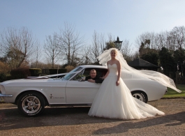 Classic American wedding car in Nottingham