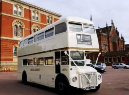 Cream London bus for weddings in Maidstone