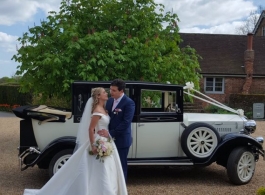 Ivory and Black vintage wedding car hire in Epsom
