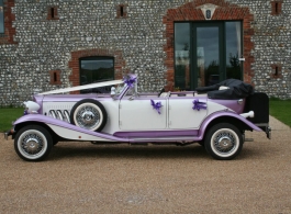 Vintage Lilac Beauford wedding car in Portsmouth