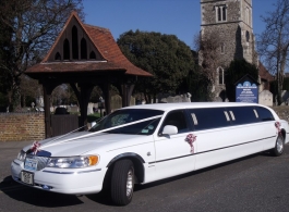 White Stretch Limousine for wedding hire in Maidstone