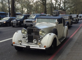 Vintage White Rolls Royce wedding car hire in London