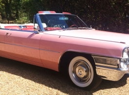 Classic Pink Cadillac for weddings in Ascot