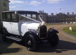 White vintage wedding cars for hire in Bedford