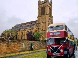 Vintage bus for wedding hire in Gloucester