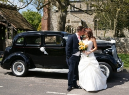 Vintage Black American wedding car in Sidcup