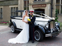 Ivory and Black vintage wedding car hire in St Albans