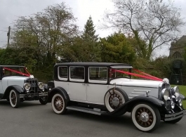 Vintage White wedding car for hire in Yelverton
