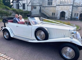 White Beauford wedding car in Tunbridge Wells