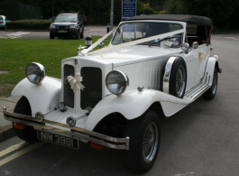 White convertible Beauford for wedding hire in Fareham