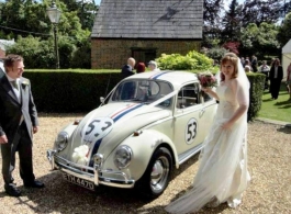 White VW Beetle wedding car in Hampshire